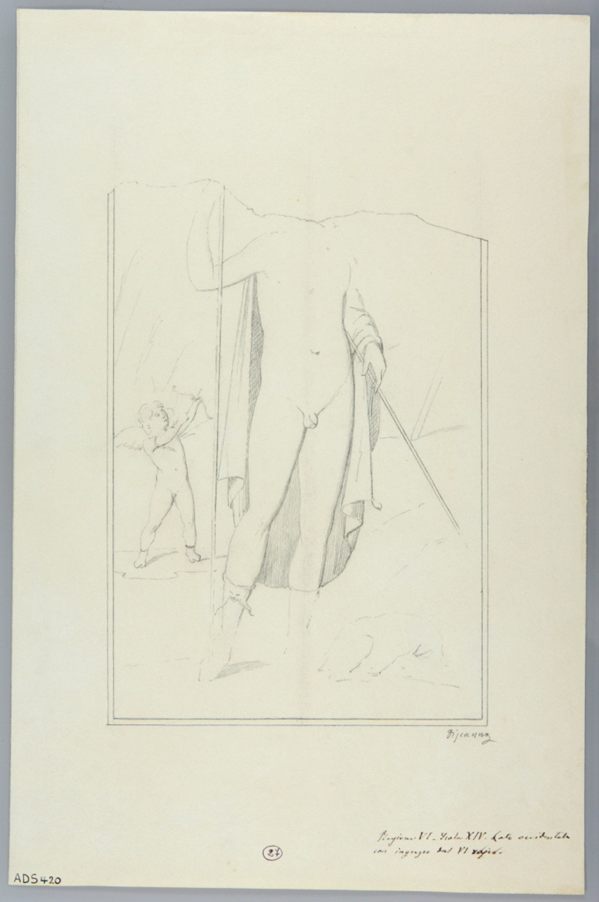 Ciparisso e il cervo (disegno) di Discanno Geremia (seconda metà sec. XIX)