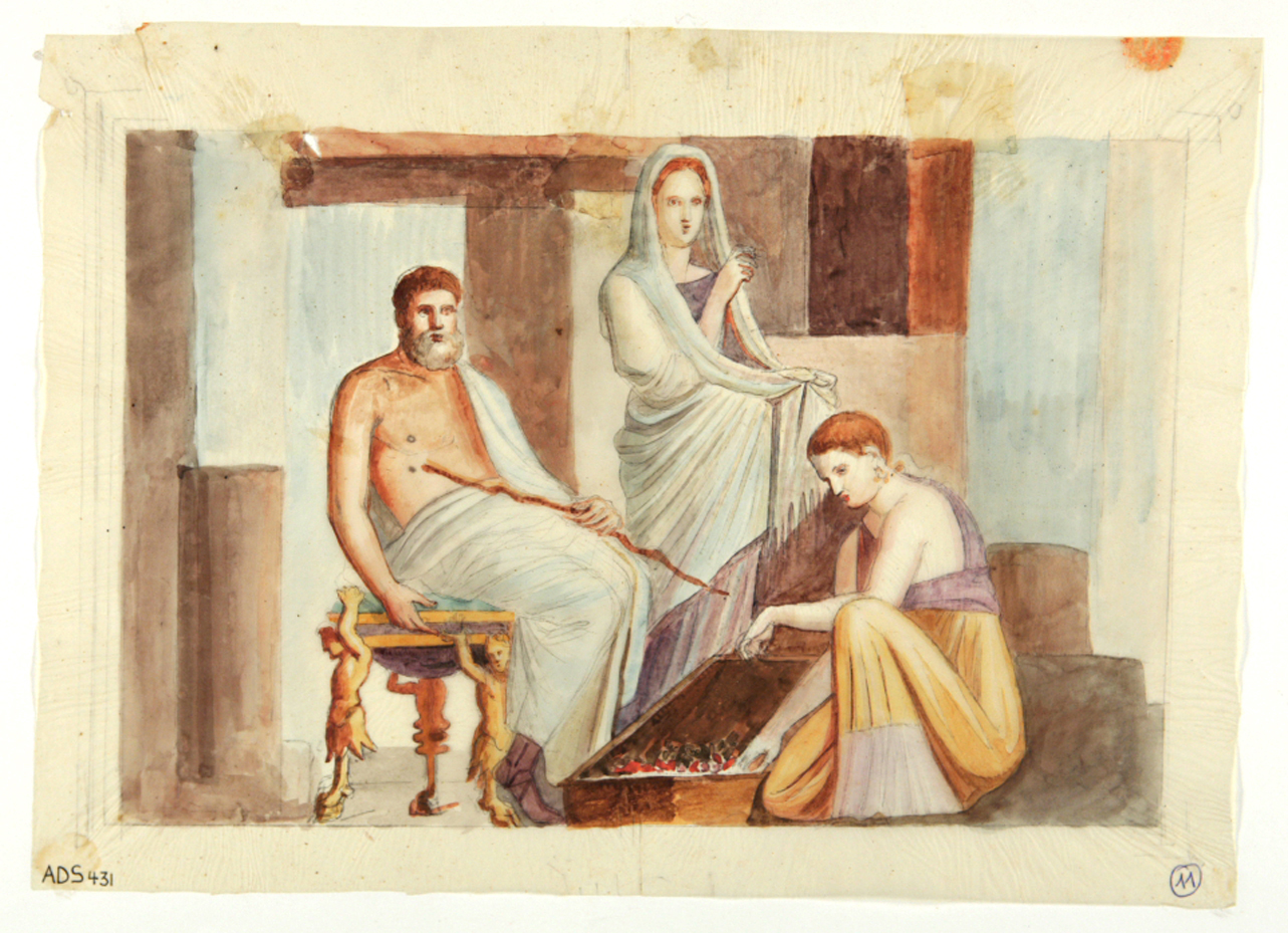 scena familiare (disegno) di Marsigli Giuseppe (secondo quarto sec. XIX)