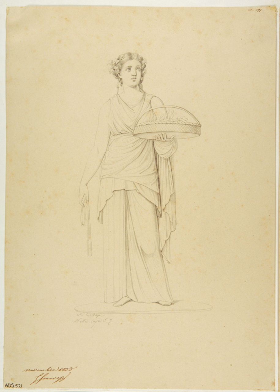 figura femminile di offerente (disegno) di La Volpe Nicola (terzo quarto sec. XIX)