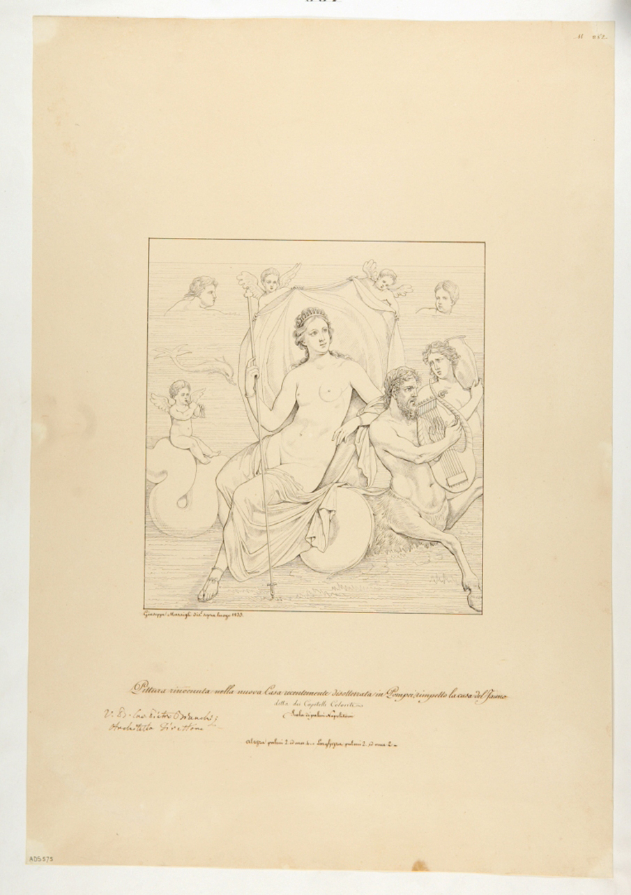 Afrodite su centauro marino (disegno) di Marsigli Giuseppe (secondo quarto sec. XIX)