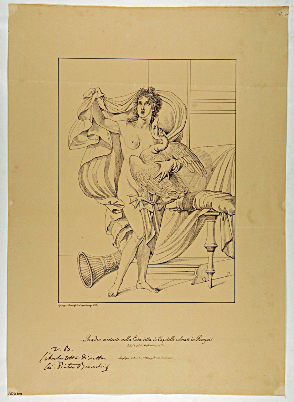 Leda e il cigno (disegno) di Marsigli Giuseppe (secondo quarto sec. XIX)