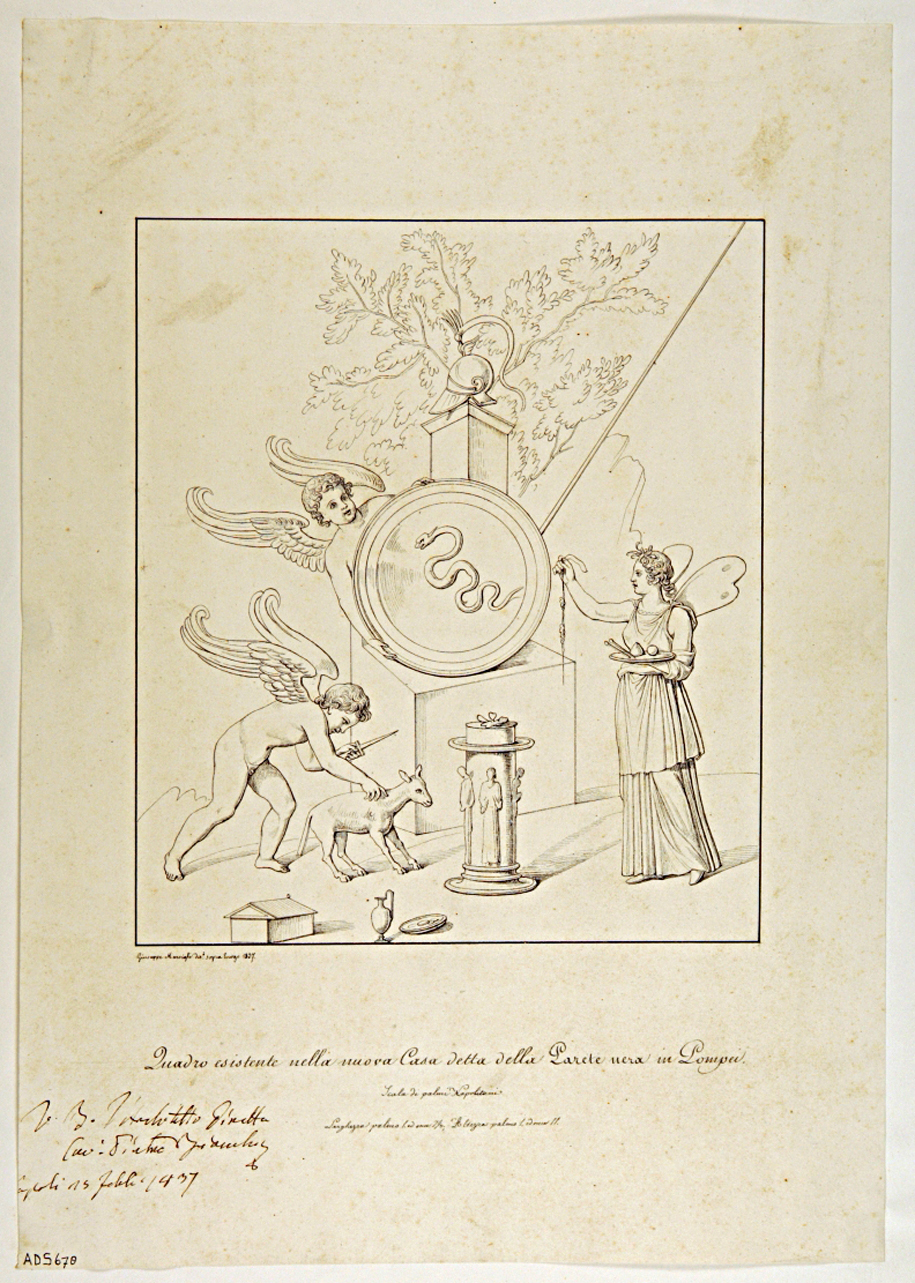 amorini sacrificanti e Psyche (disegno) di Marsigli Giuseppe (secondo quarto sec. XIX)