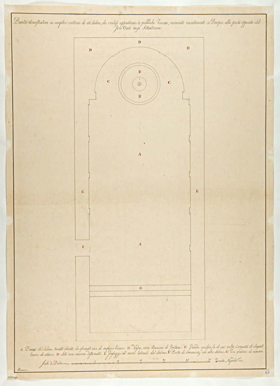 pianta di calidarium (disegno) di Bonucci Antonio (prima metà sec. XIX)