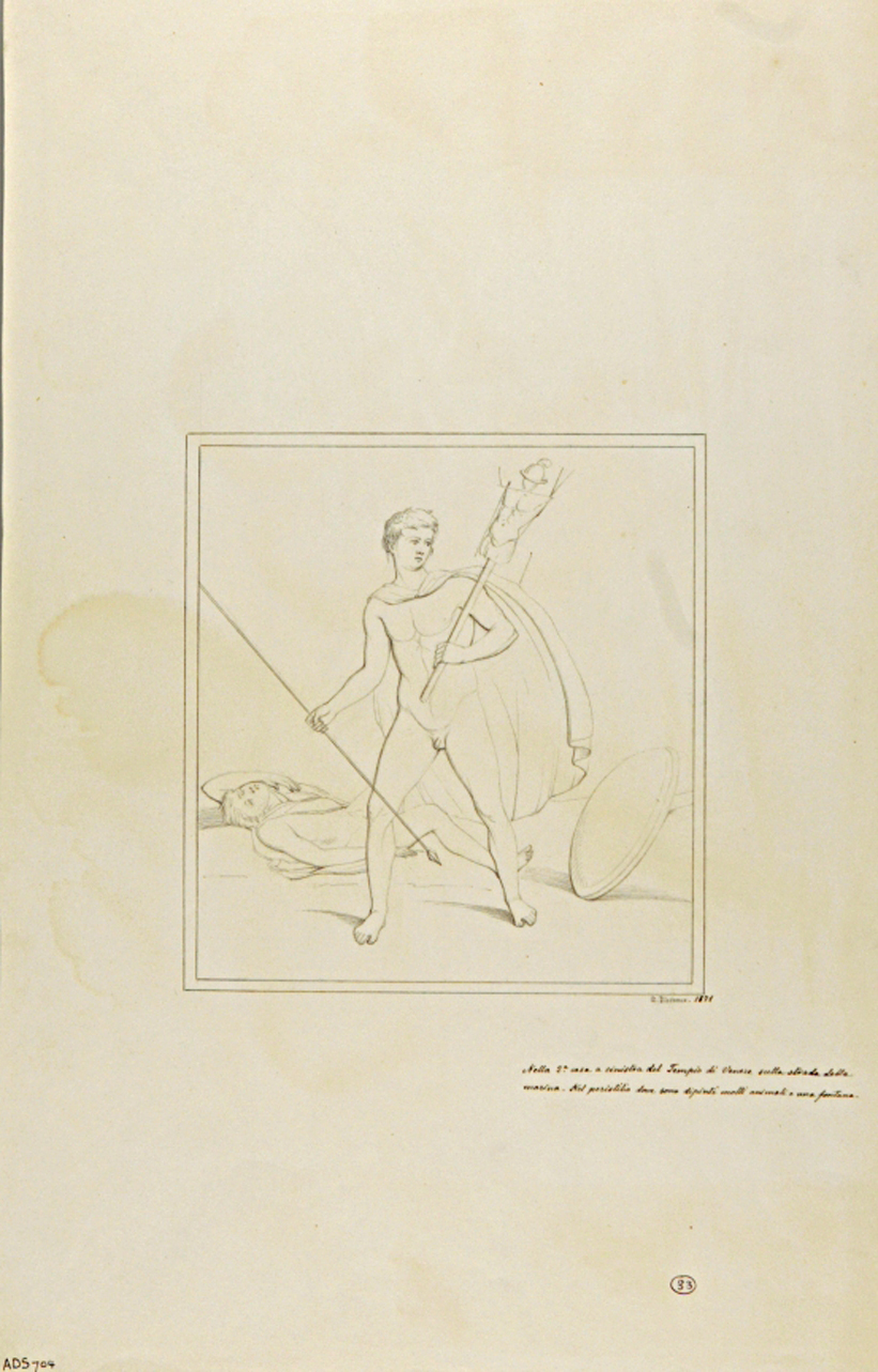 guerriero con trofeo (disegno) di Discanno Geremia (terzo quarto sec. XIX)