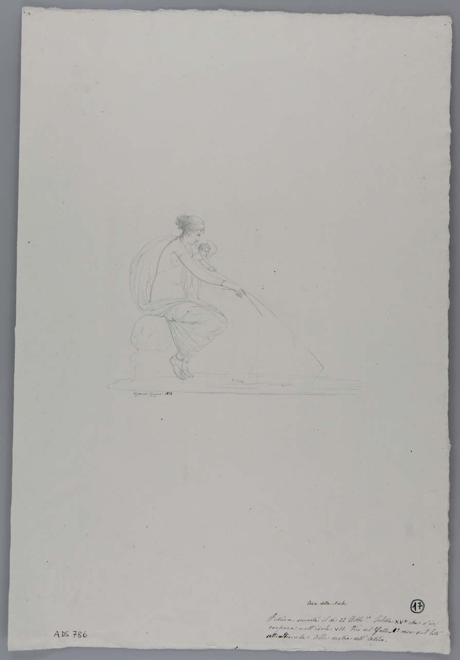 pescatrice e amorino (disegno) di Discanno Geremia (terzo quarto sec. XIX)