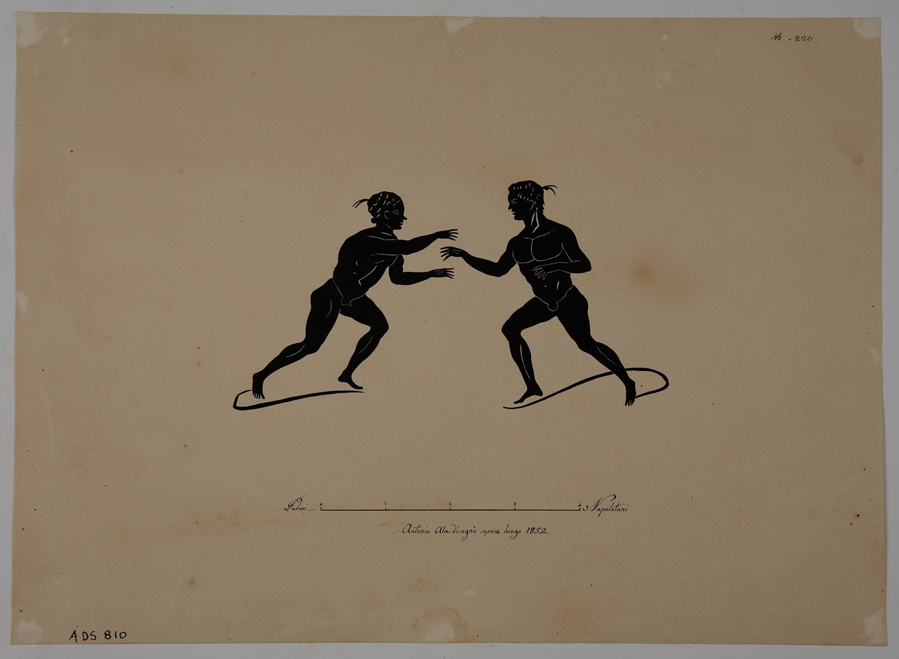 atleti in lotta (disegno) di Ala Antonio (terzo quarto sec. XIX)