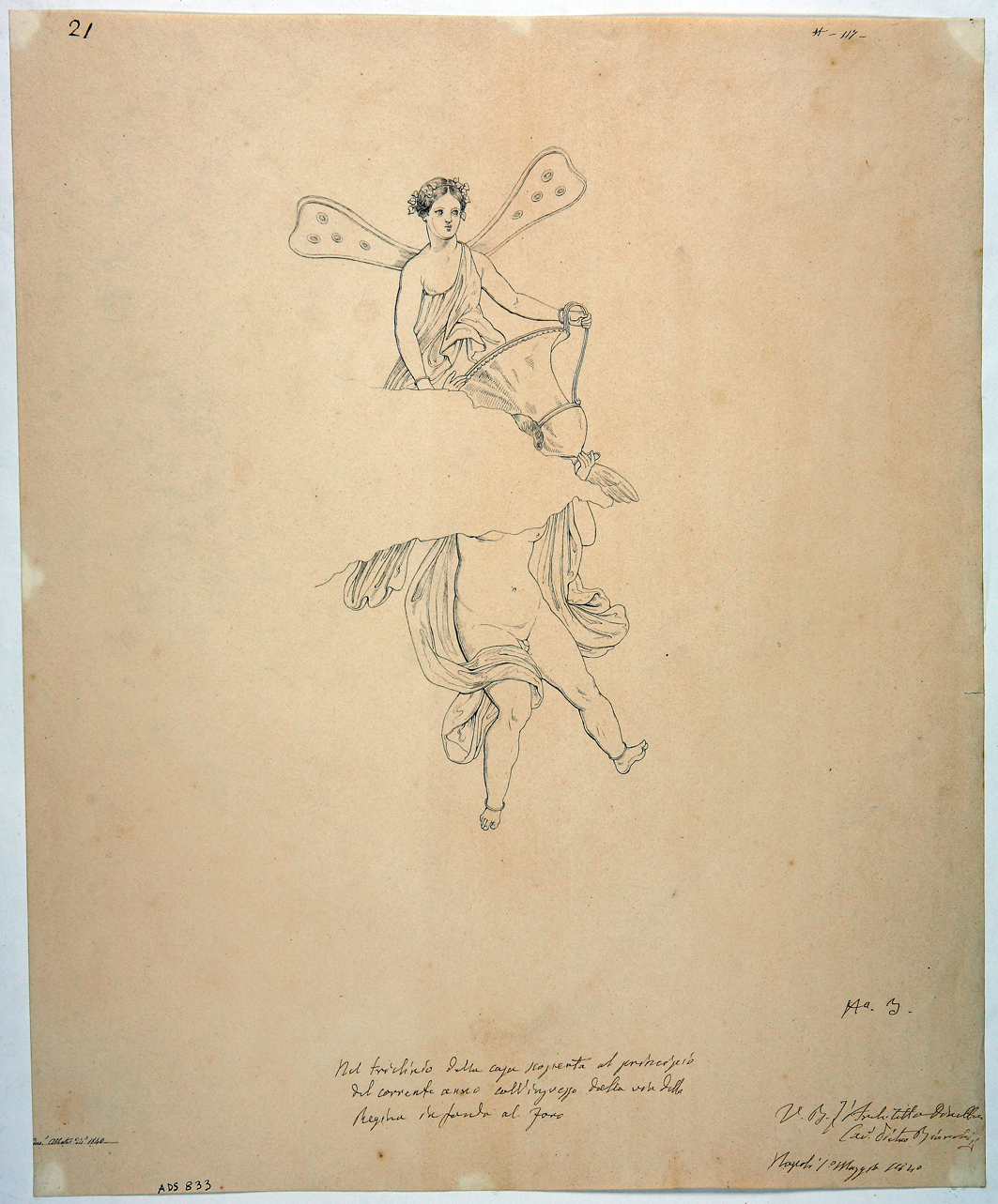 amorino e Psyche (disegno) di Abbate Giuseppe (secondo quarto sec. XIX)
