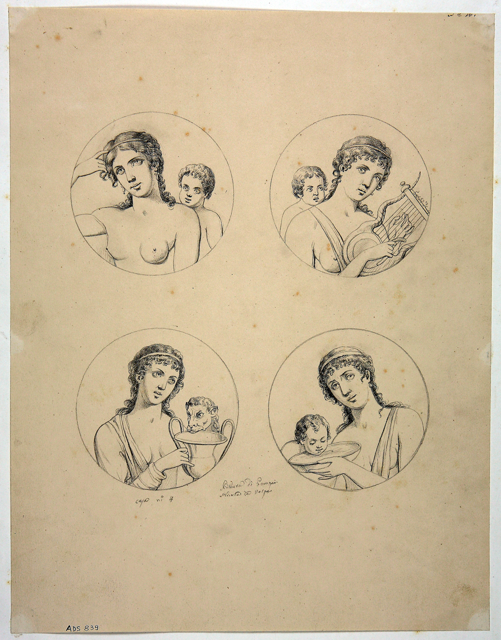 busti di menadi (disegno) di La Volpe Nicola (seconda metà sec. XIX)