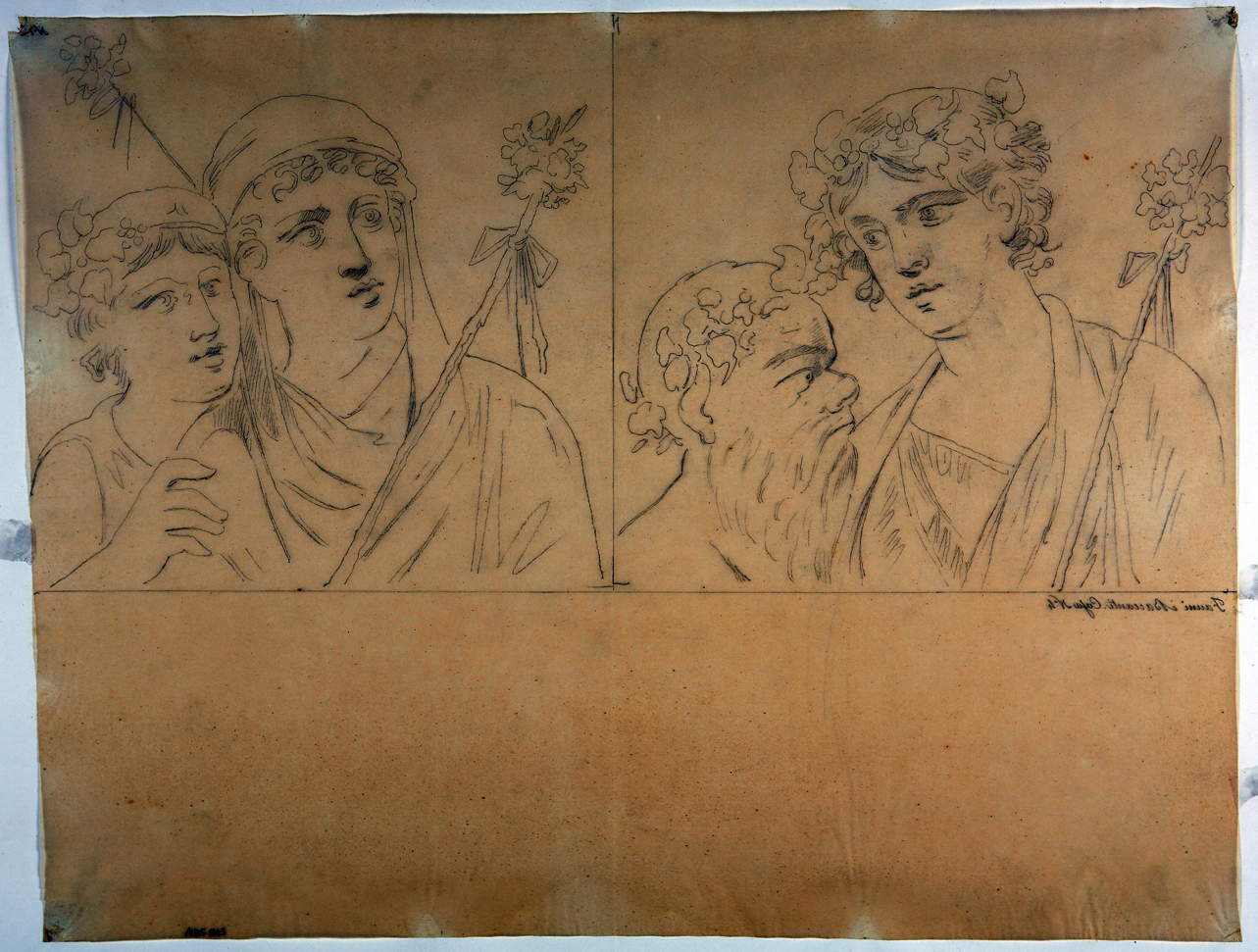 Dioniso, menade, Sileno (disegno) di La Volpe Nicola (seconda metà sec. XIX)
