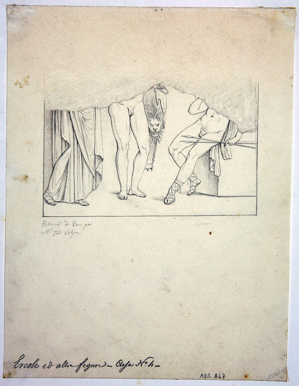 Eracle, Admeto, Alcesti (disegno) di La Volpe Nicola (seconda metà sec. XIX)