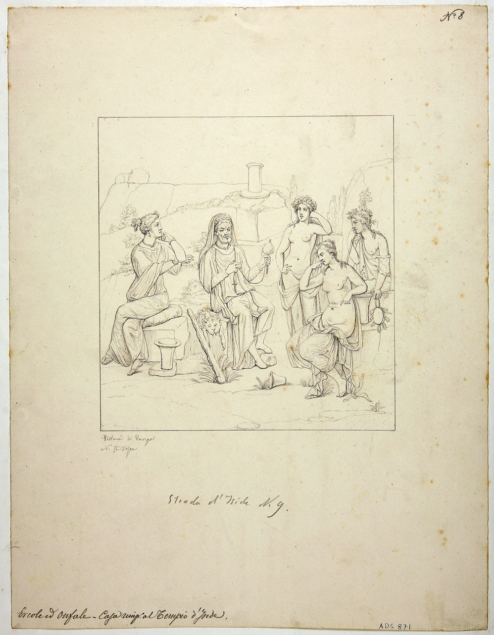 Eracle ed Onfale (disegno) di La Volpe Nicola (seconda metà sec. XIX)