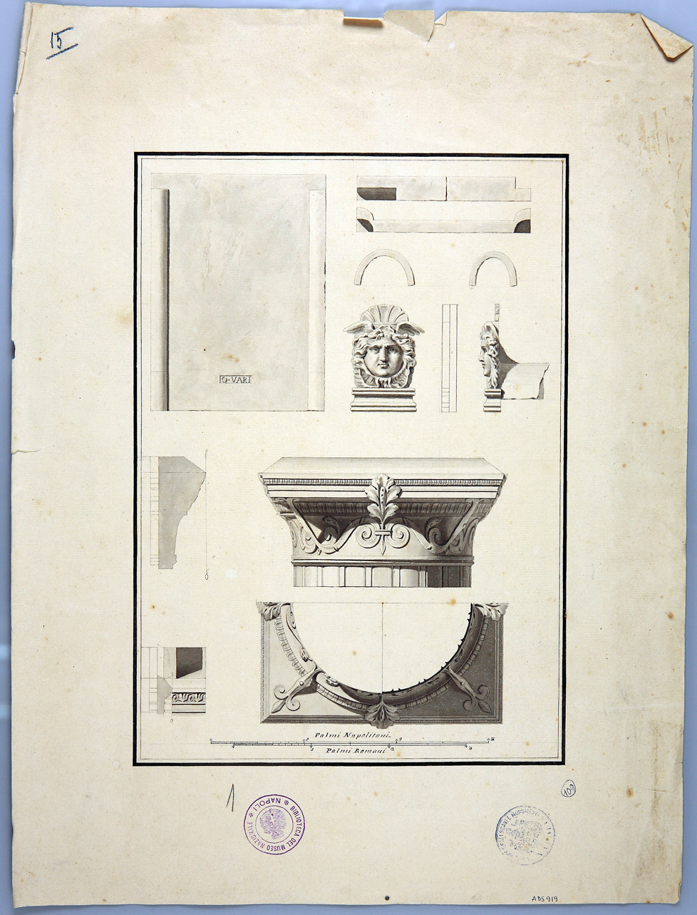 elementi architettonici (disegno) di La Vega Francesco (seconda metà sec. XVIII)