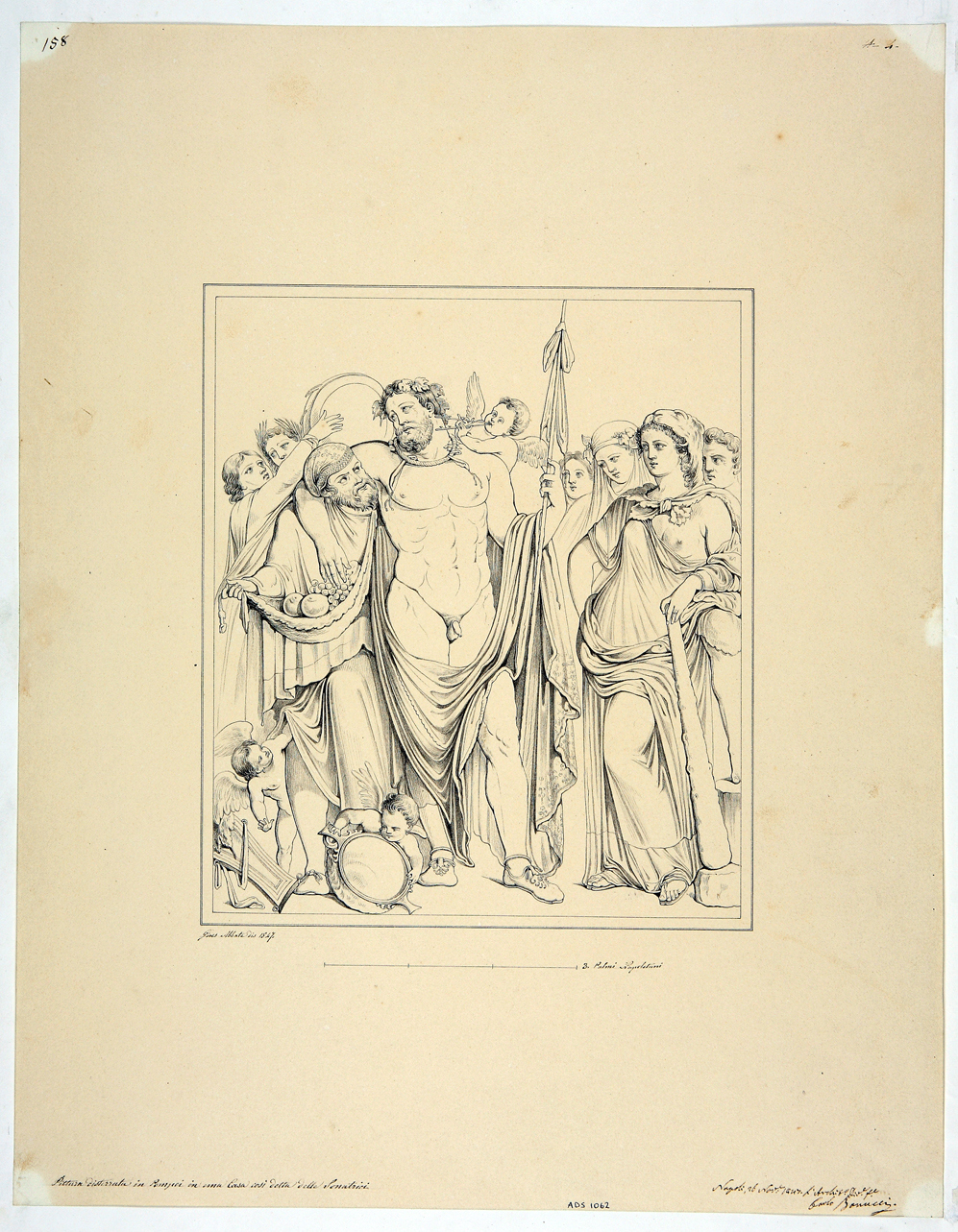 Eracle ed Onfale (disegno) di Abbate Giuseppe (secondo quarto sec. XIX)