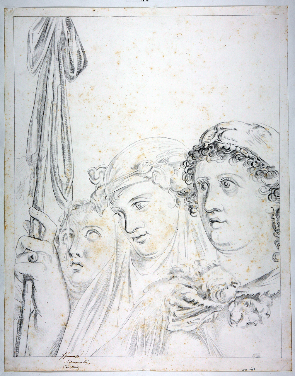 Onfale e menadi (disegno) di Mastracchio Michele (secondo quarto sec. XIX)