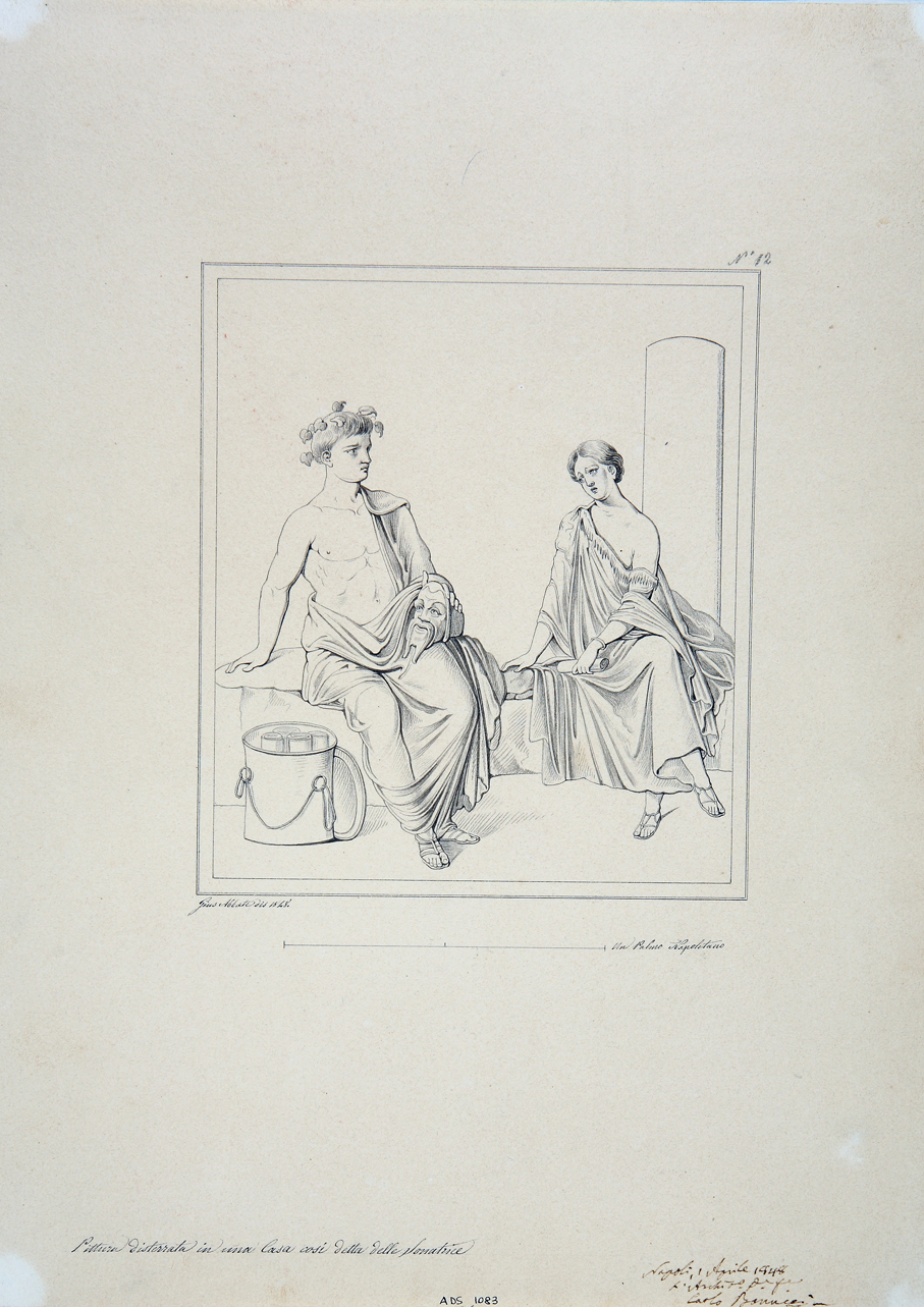 poeta comico e figura femminile (disegno) di Abbate Giuseppe (secondo quarto sec. XIX)