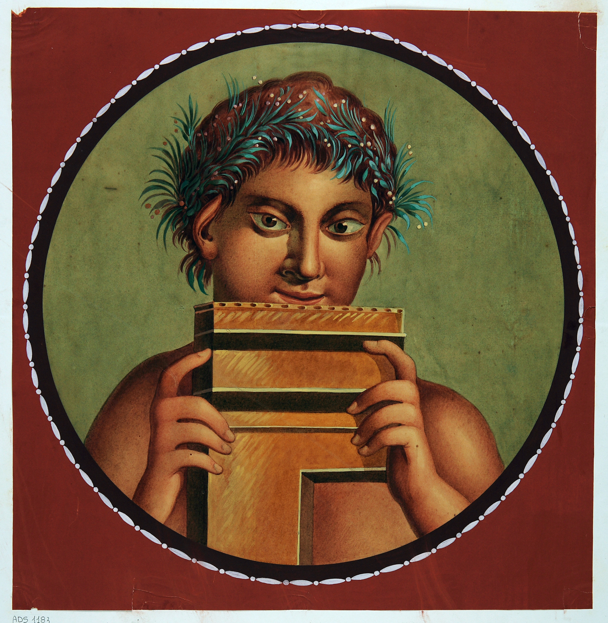 medaglione con busto di satiro (disegno) - ambito napoletano (sec. XIX)