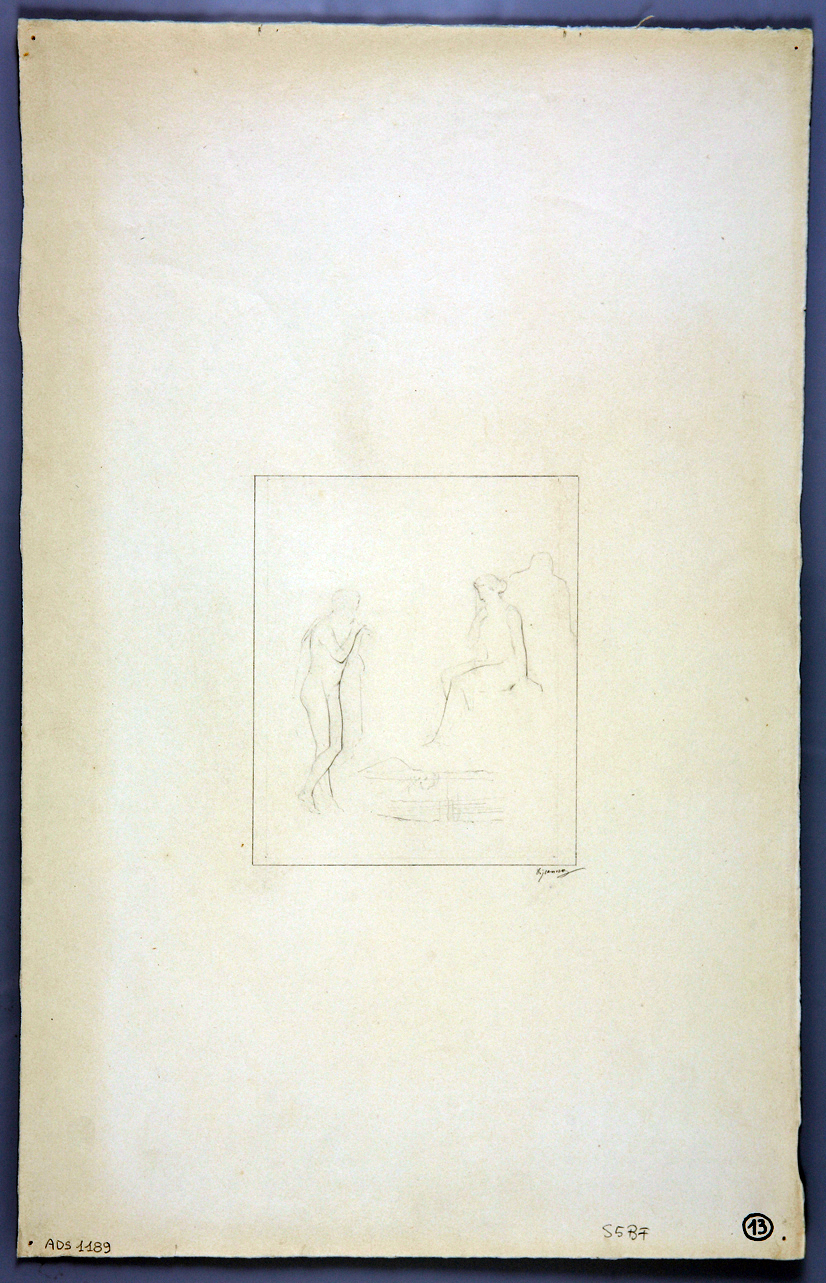 quadretto con coppia (disegno) di Discanno Geremia (sec. XIX)