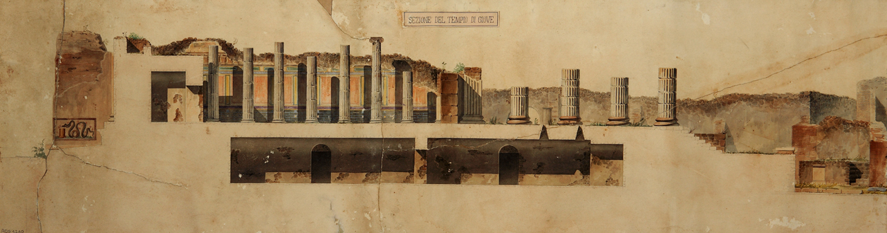 sezione del tempio di Giove a Pompei (disegno) di Veneri Pasquale Maria (secondo quarto sec. XIX)