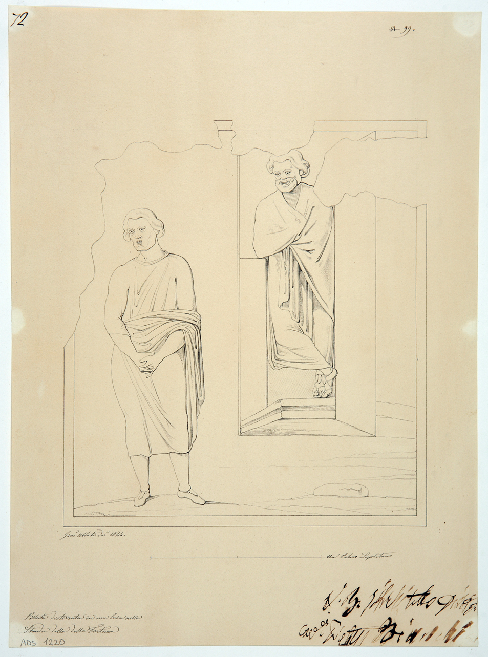 coppia di attori (disegno) di Abbate Giuseppe (secondo quarto sec. XIX)