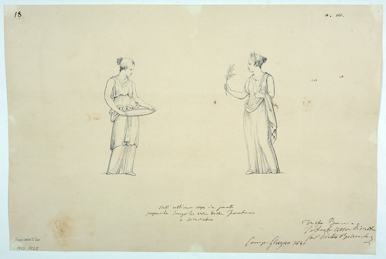 figure femminili (disegno) di Abbate Giuseppe (secondo quarto sec. XIX)