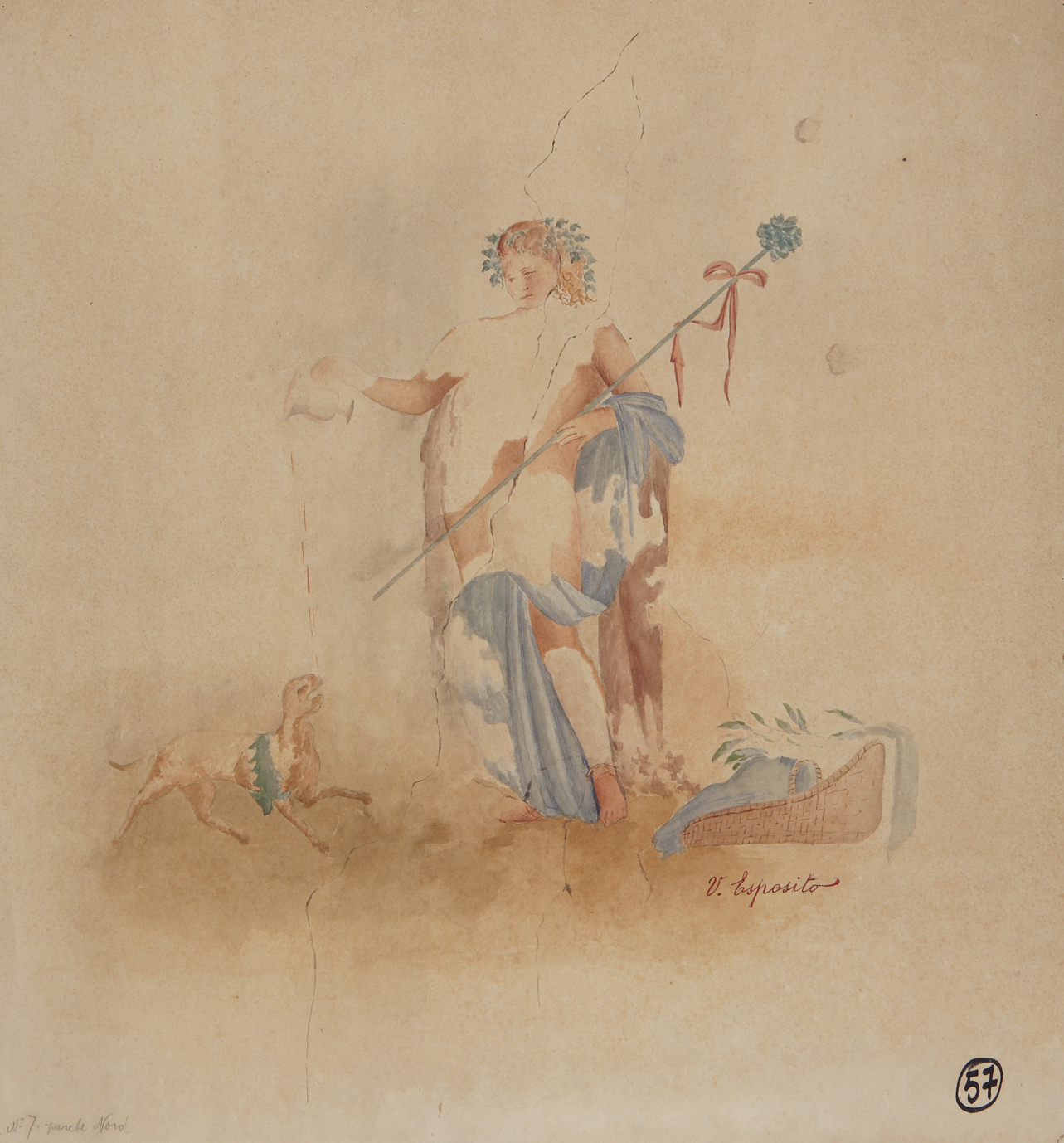 Dioniso con pantera (disegno) di Esposito Vincenzo (primo quarto sec. XX)