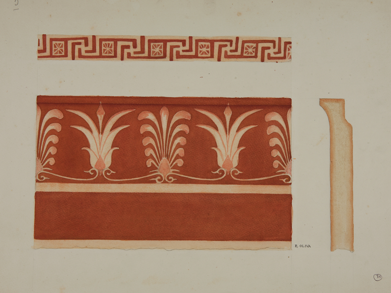 terracotta architettonica (disegno) di Oliva R (prima metà sec. XX)