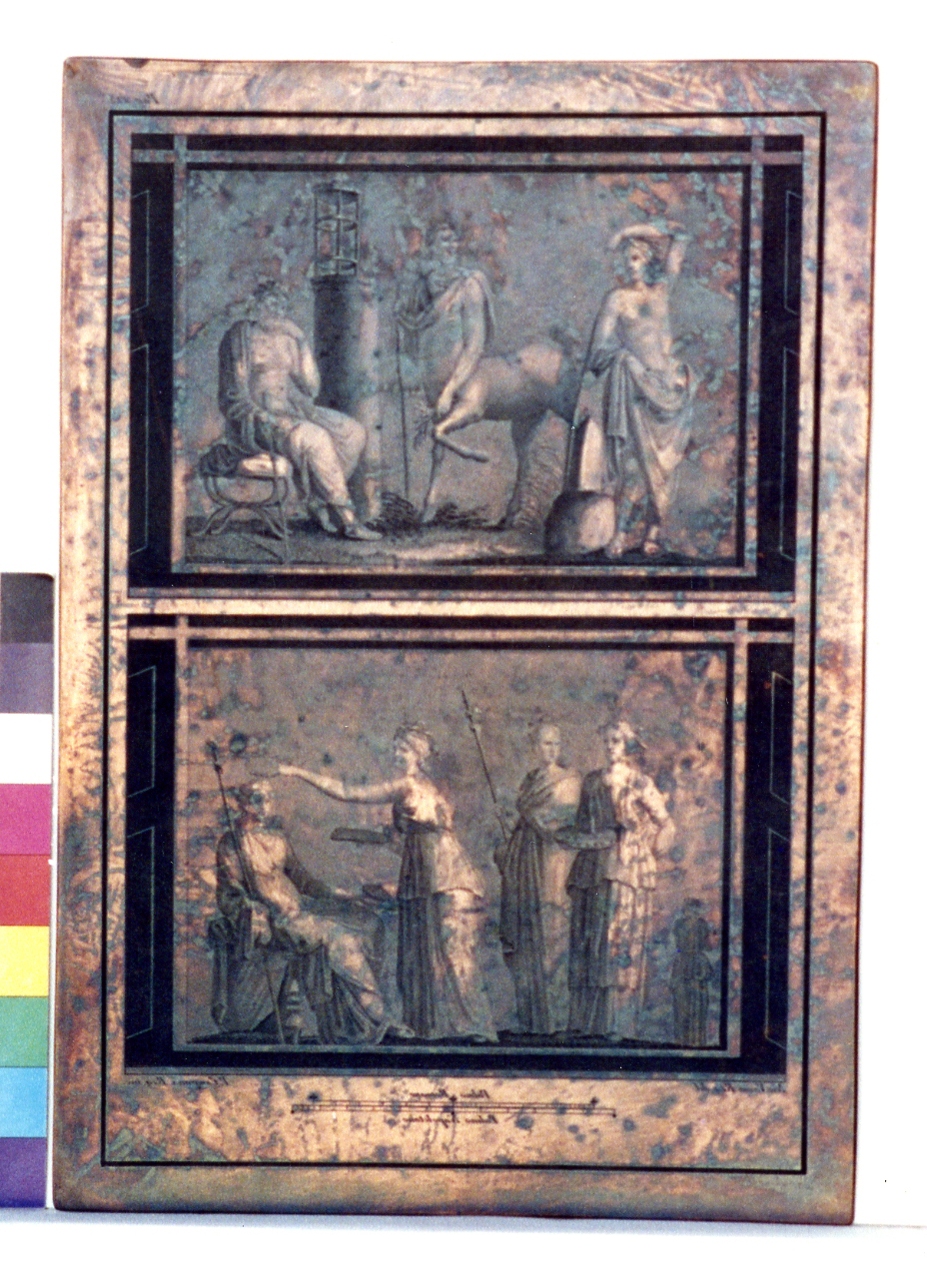 Apollo Chirone ed Eschilo/ figure femminili. (matrice) di Campana Pietro, Vanni Nicola (sec. XVIII)
