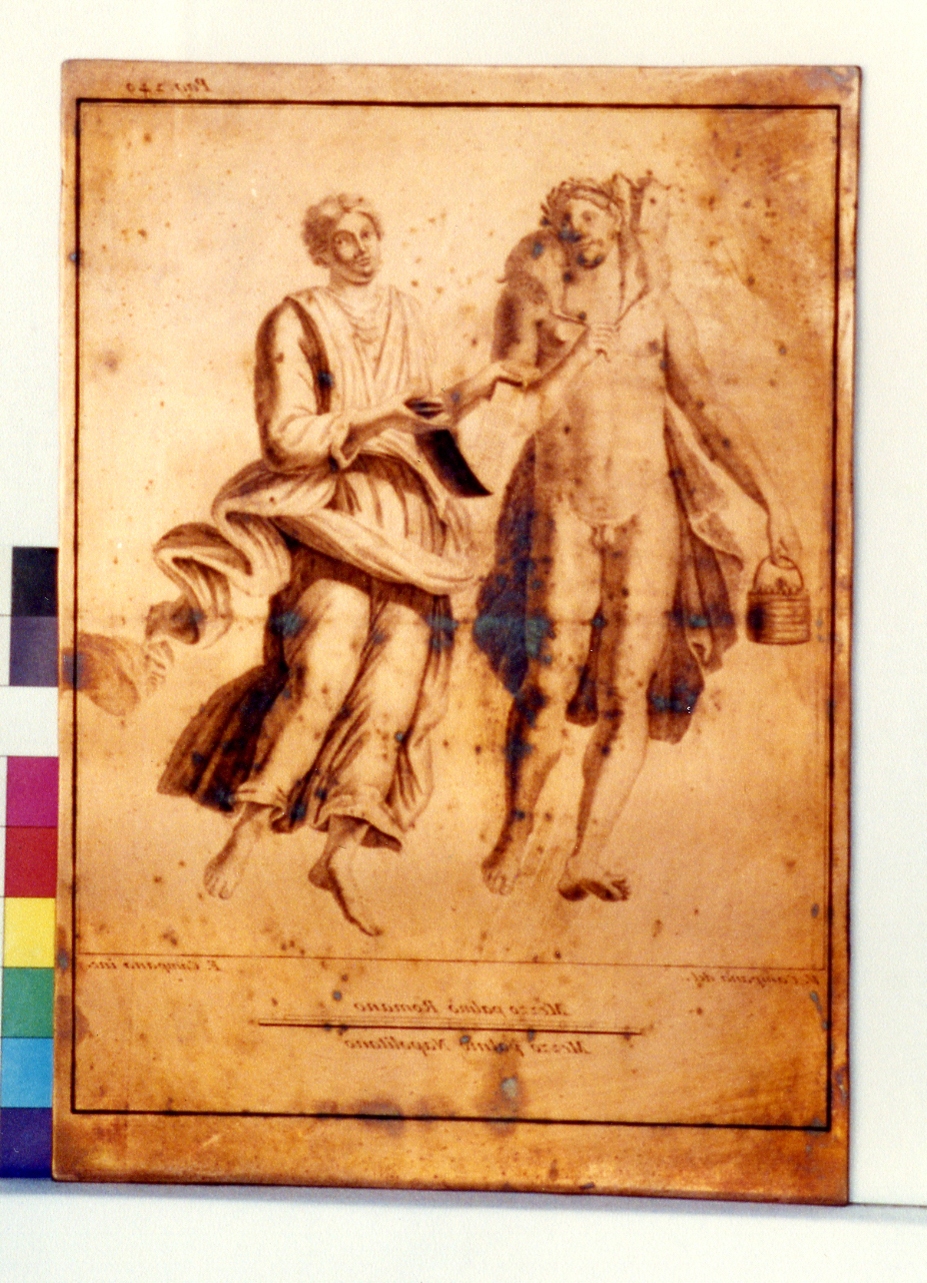 figura con agnello/ figura con papiro (matrice) di Campana Ferdinando, Campana Vincenzo (sec. XVIII)