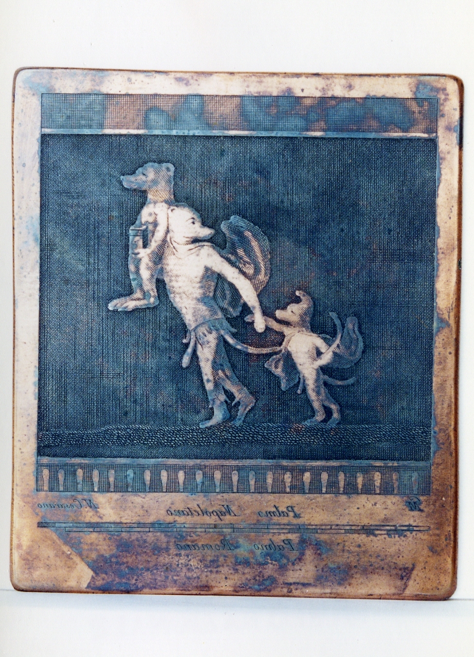 figure satiriche Enea, Anchise e Ascanio (matrice) di Morghen Giovanni Elia, Campana Vincenzo (sec. XVIII)