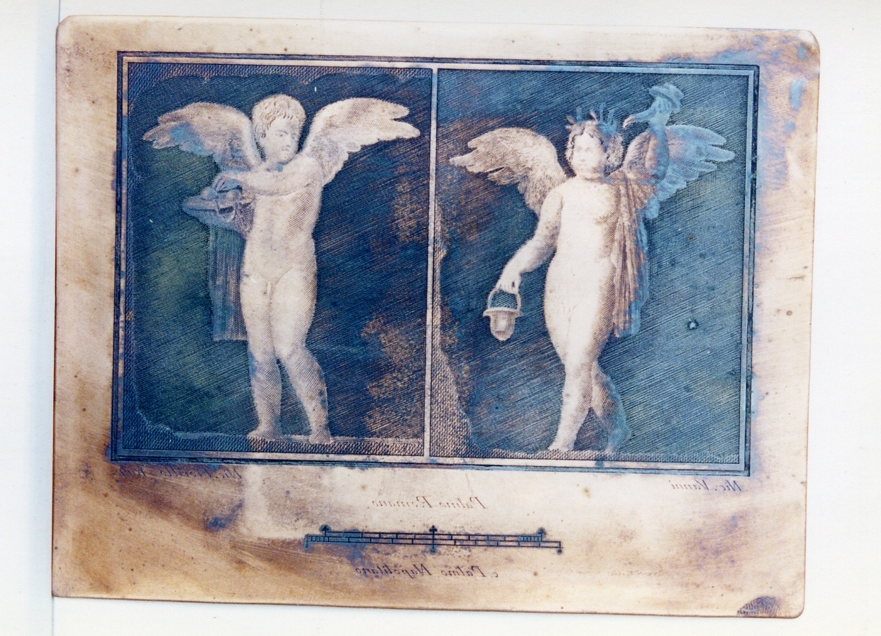 due amorini con simboli isiaci (matrice) di Fiorillo Nicola, Vanni Nicola (sec. XVIII)