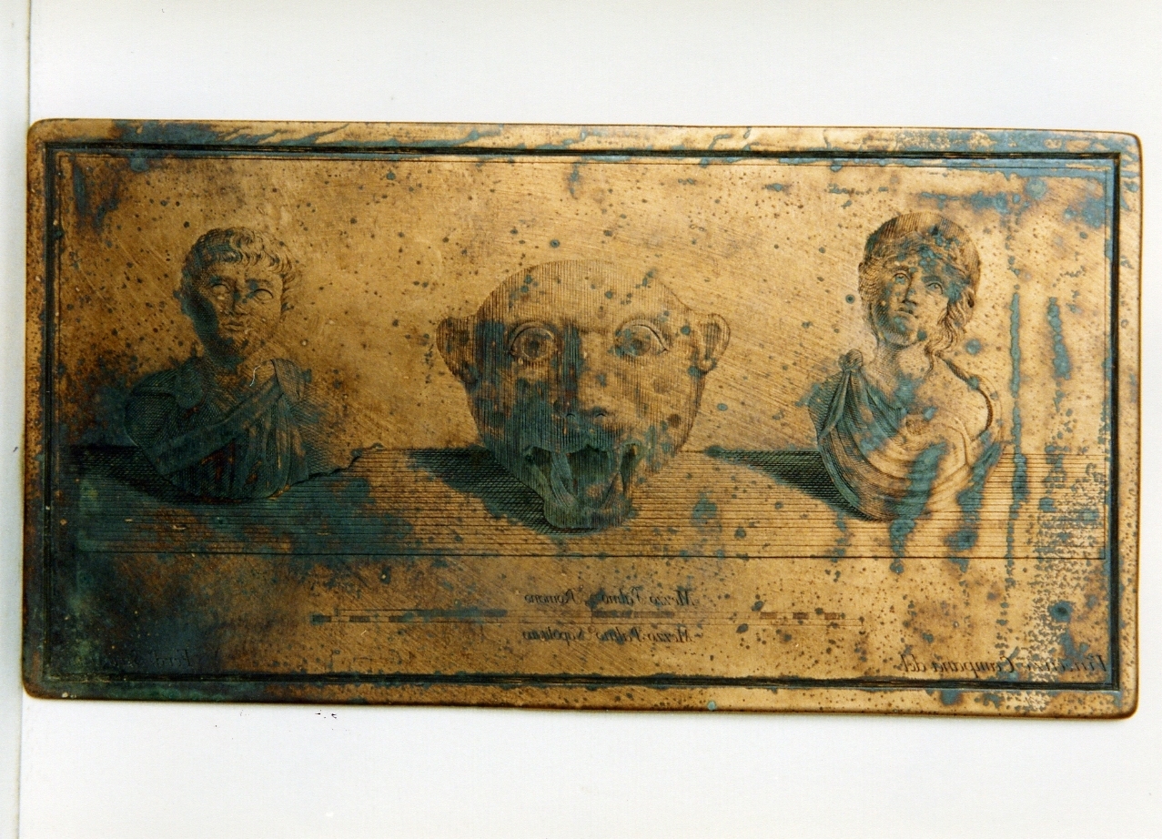 due bustini di bronzo, testa di felino di bronzo (matrice) di Strina Ferdinando, Campana Vincenzo (sec. XVIII)
