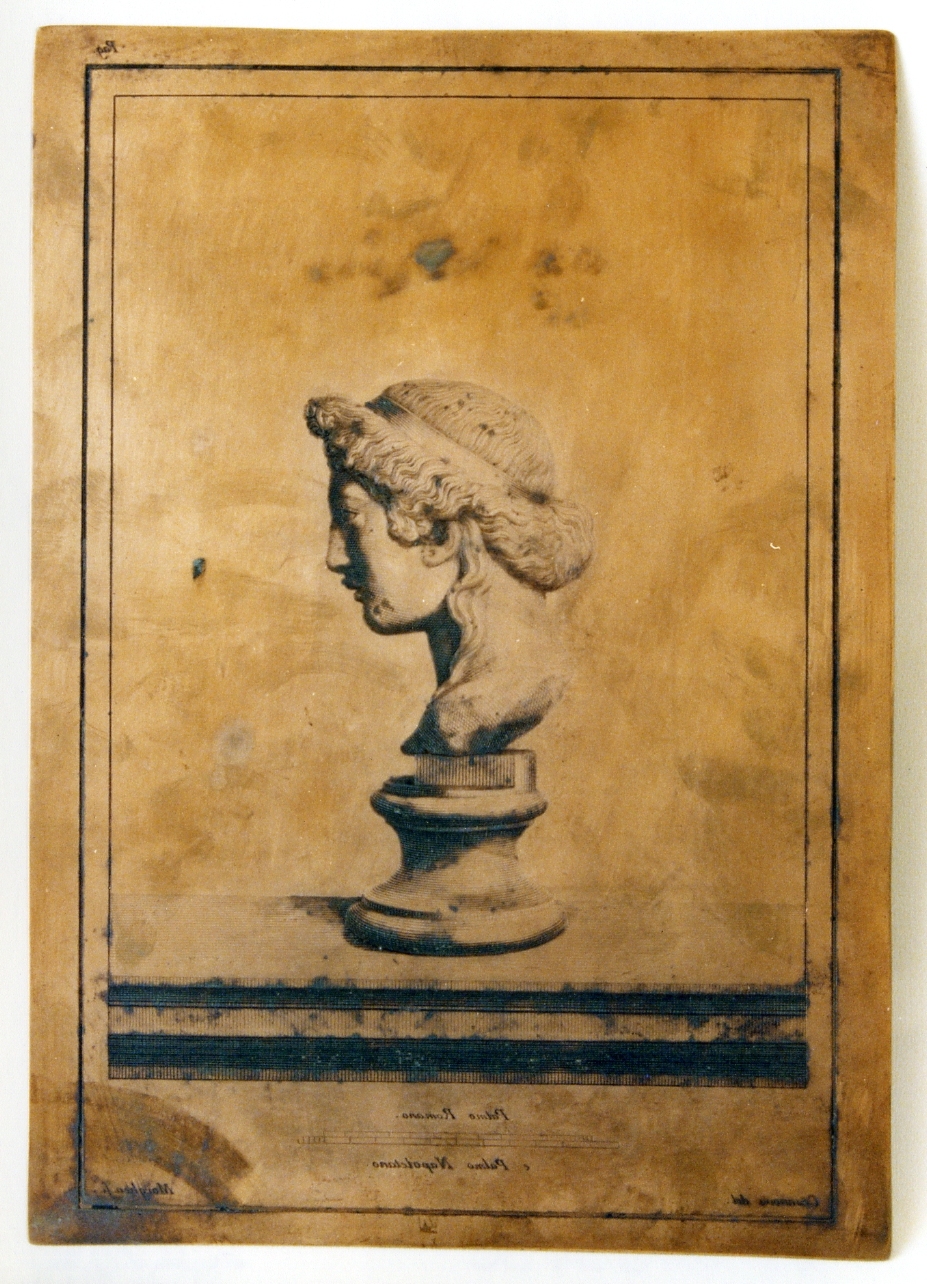 tempio di Iside: busto muliebre in marmo: profilo (matrice) di Casanova Giovanni Battista, Morghen Giovanni Elia (sec. XVIII)