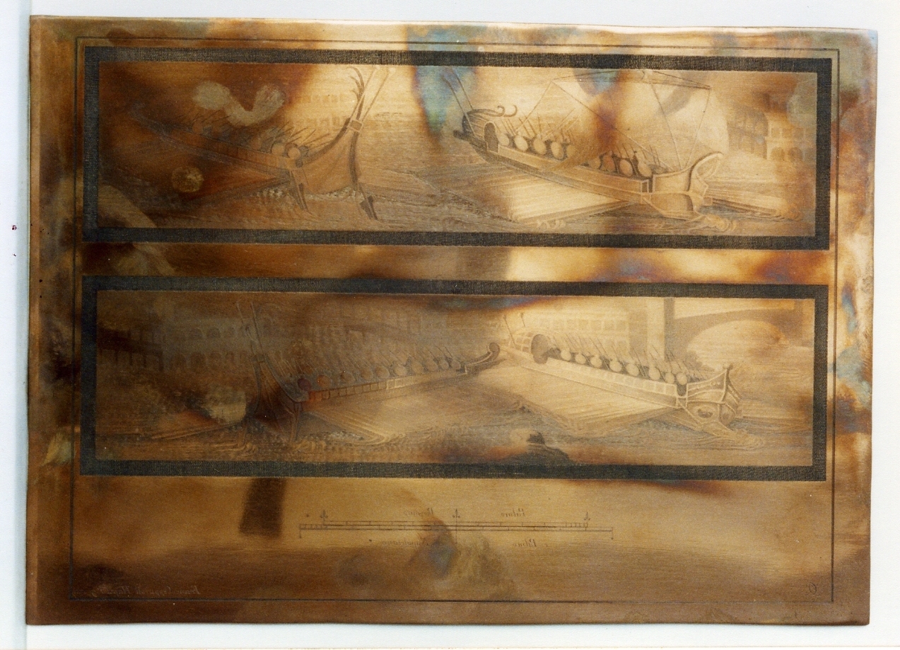 probabilmente dal tempio di Iside: due pannelli con naumachie (matrice) di Cepparoli Francesco (sec. XVIII)