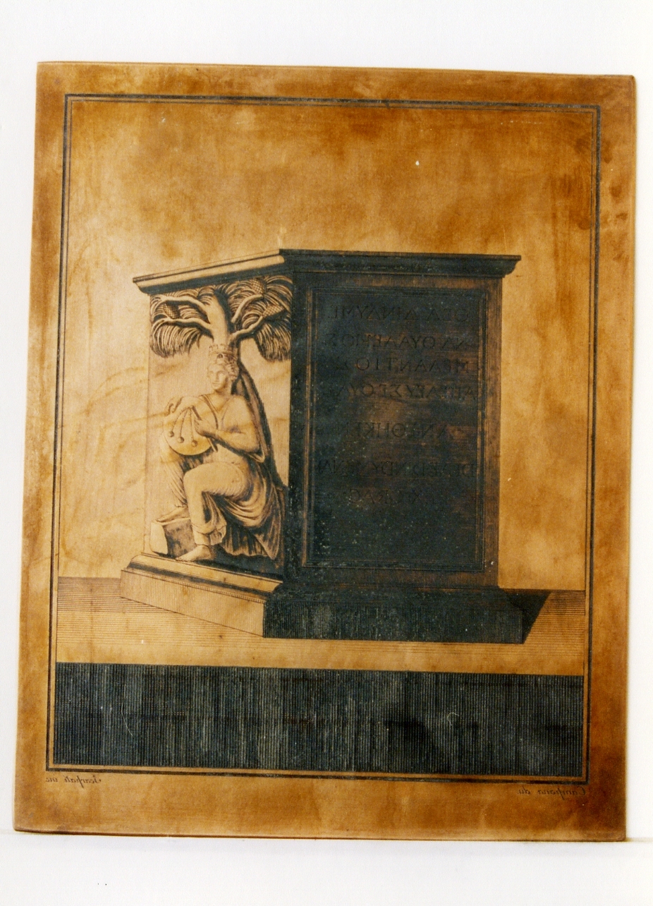 ara con figura tipo Iside- Fortuna baccante con iscrizione greca (matrice) di Campana Vincenzo, Scarpati Vincenzo (ultimo quarto sec. XVIII)