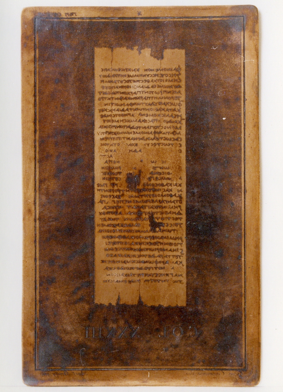 testo greco da Filodemo «dei fenomeni»: col. XXXIII (matrice) di Casanova Giovanni Battista, D'Orazio Bartolomeo (secc. XVIII/ XIX)