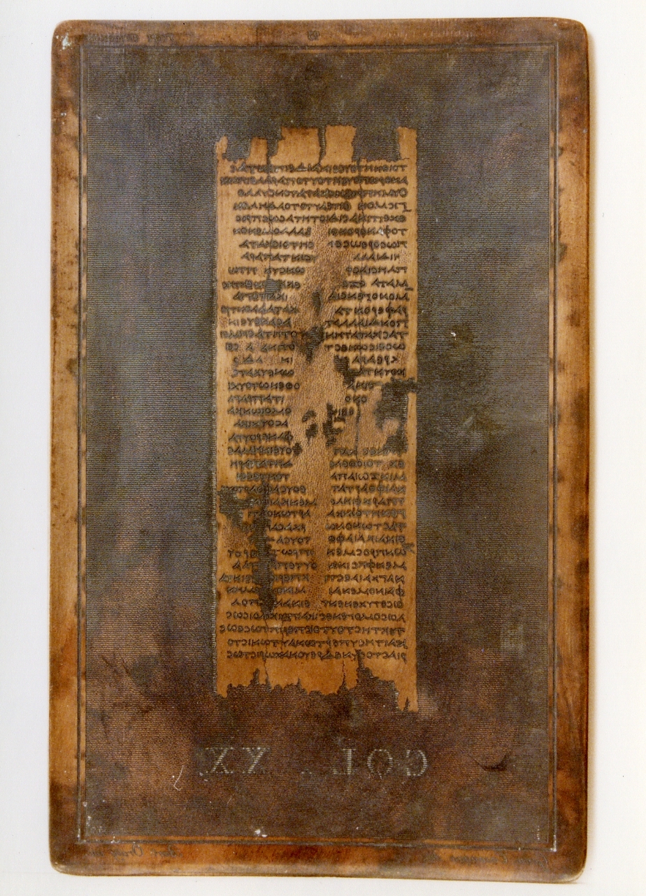 testo greco da Filodemo «dei fenomeni»: col. XX (matrice) di D'Orazio Bartolomeo, Casanova Giovanni Battista (secc. XVIII/ XIX)