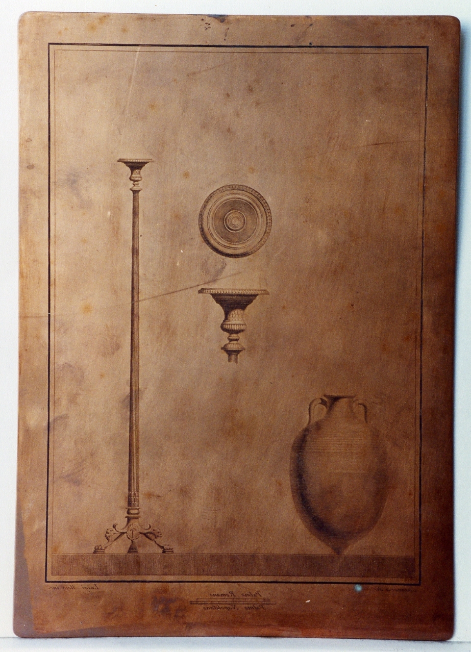 candelabro e particolari e anfora (matrice) di Aloja Luigi, Casanova Giovanni Battista (sec. XVIII)