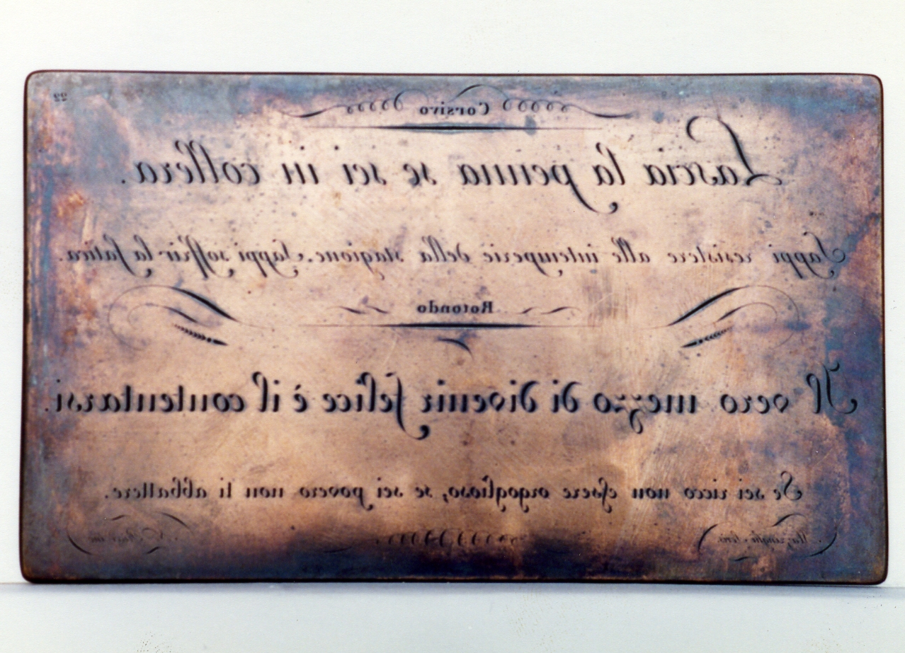 esempio di bella calligrafia, corsivo rotondo (matrice) di Mazzinghi, Ricci Nicola (secc. XVIII/ XIX)