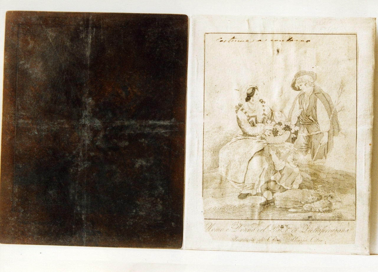 costume di uomo e di donna del paese di Pietraferrazana (matrice) di Milani Giacomo (sec. XVIII)