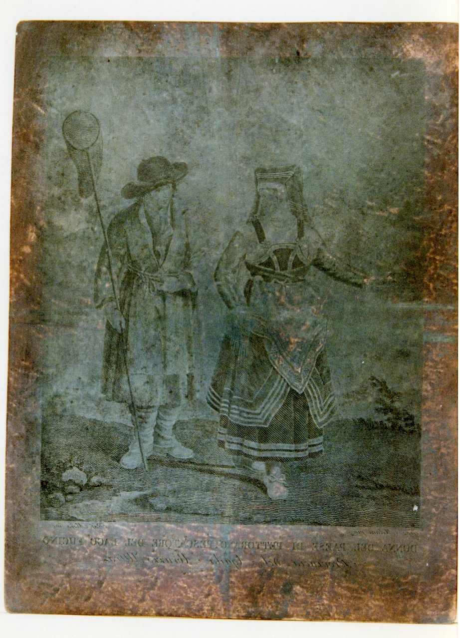 costume di donna del paese di Pettorano, pescatore del lago Fucino (matrice) di Milani Giacomo, Aloja Raffaele (sec. XVIII)