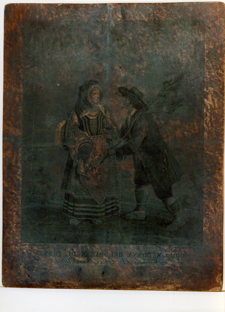 costume di uomo e di donna del paese di Petra (matrice) di Milani Giacomo, Aloja Raffaele (sec. XVIII)