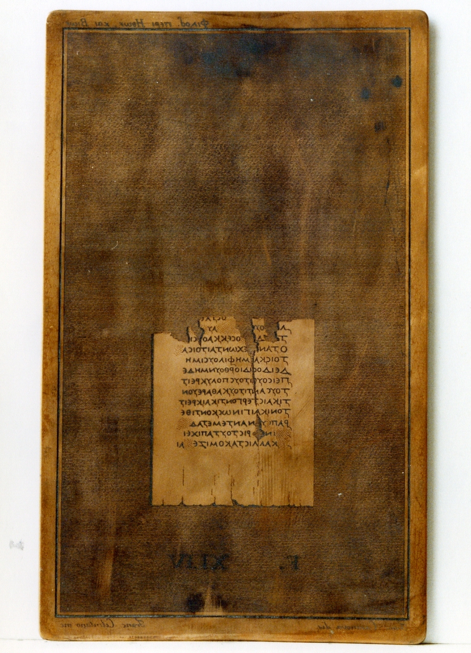 testo greco da Filodemo «dei costumi, delle vite»: F. XLIV (matrice) di Celentano Francesco, Casanova Francesco (sec. XIX)