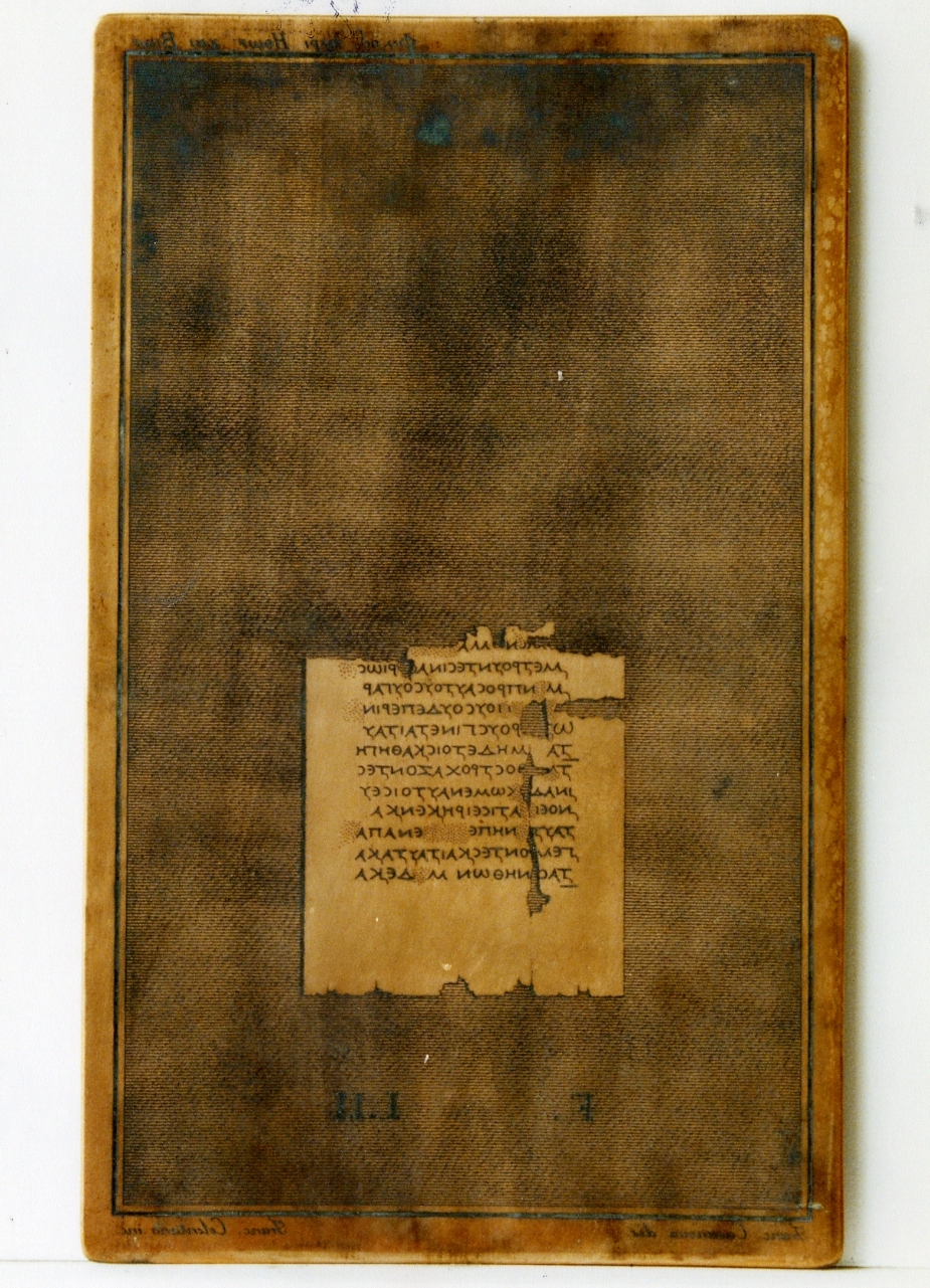 testo greco da Filodemo «dei costumi, delle vite»: F. LII (matrice) di Celentano Francesco, Casanova Francesco (sec. XIX)