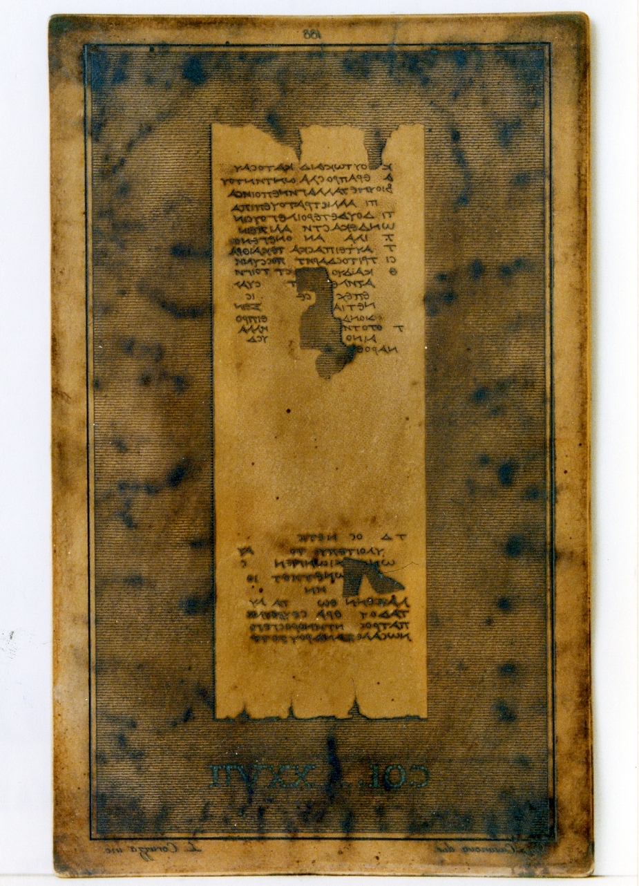 testo greco: col. XXVII (matrice) di Casanova Giuseppe, Corazza Luigi (sec. XIX)