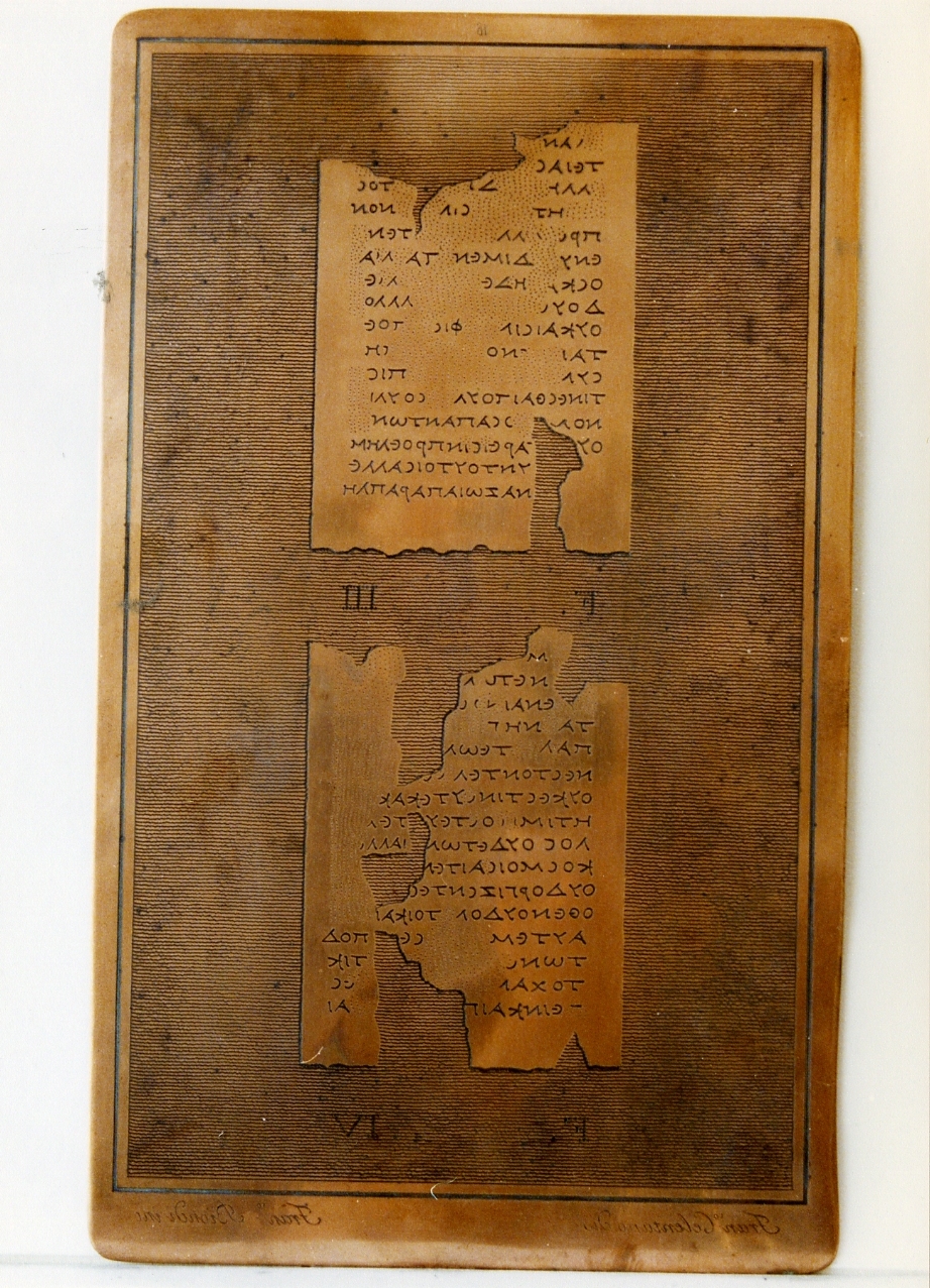 testo greco: F. III, F. IV (matrice) di Biondi Francesco, Celentano Francesco (sec. XIX)