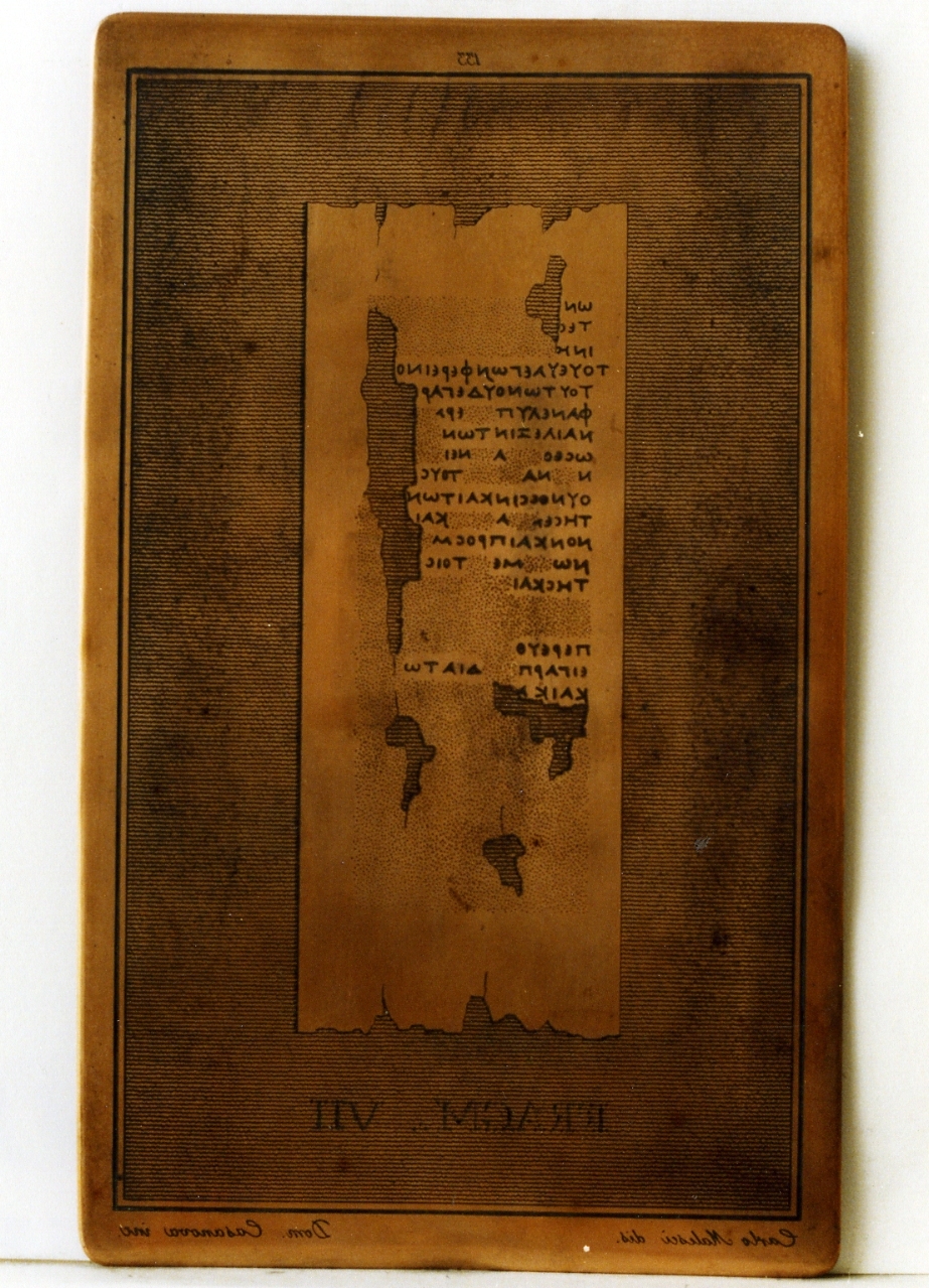 probabilmente testo greco da Filodemo «dei poemi»: fragm. VII (matrice) di Casanova Domenico, Malesci Carlo (sec. XIX)