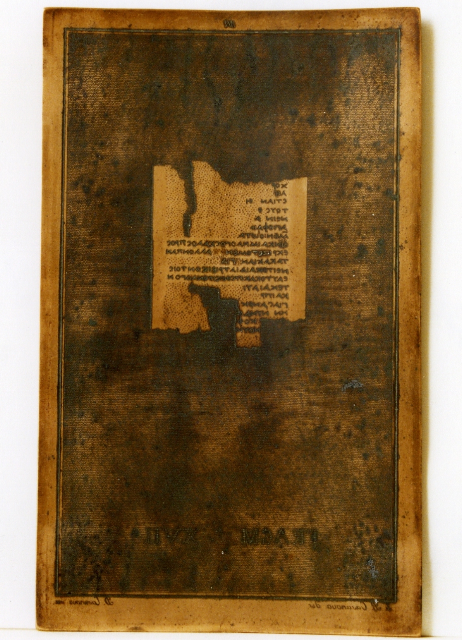 testo greco: fragm. XVII (matrice) di Casanova Giovanni Battista, Casanova Domenico (sec. XIX)