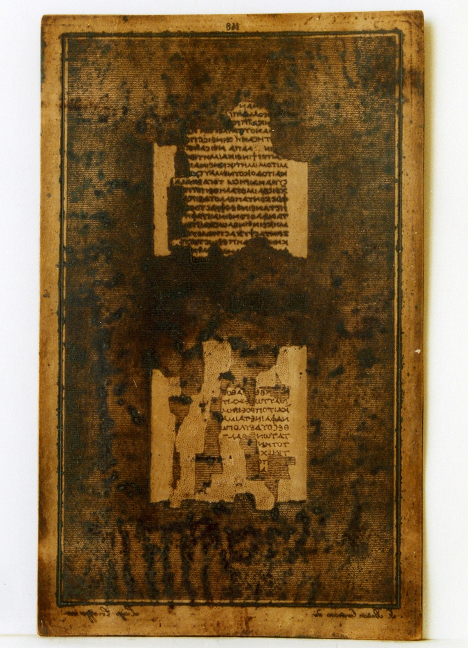 testo greco: fragm. X, fragm. XI (matrice) di Corazza Luigi, Casanova Giovanni Battista (sec. XIX)