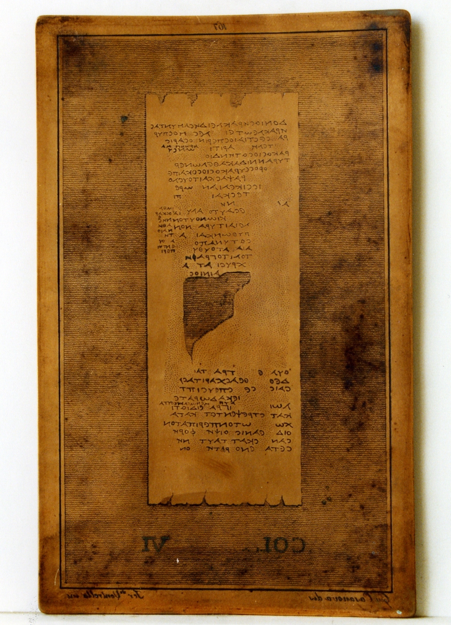 testo greco: col. VI (matrice) di Casanova Giuseppe, Ventrella Ferdinando (sec. XIX)