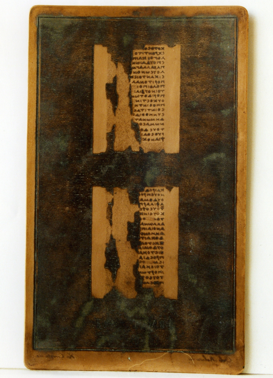 testo greco: fragm. V, fragm. VI (matrice) di Corazza Vincenzo, Malesci Carlo (sec. XIX)